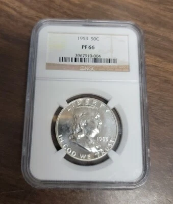 Medio dólar de plata Franklin 1953 prueba - NGC PF66 Foto 1 de 4