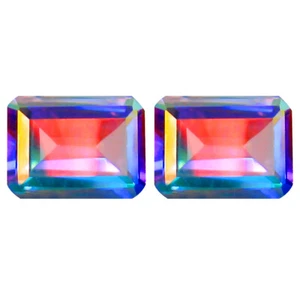3.45 ct (2pcs) Charming MATCHING PAIR Octagon (8 x 6 mm) Mercury Mystic Topaz - Picture 1 of 1