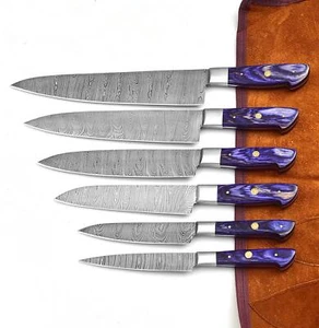 MASSANFERTIGUNG DAMASTKLINGE 6 Stück KOCH/KÜCHENMESSER SET (ZE-071-PRP+RB) - Bild 1 von 5