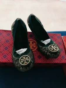 2 Planos de Ballet TORY BURCH CAROLINE ~ Talla 5 Bronce/Coco 232 - Imagen 1 de 3