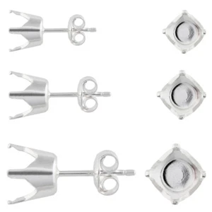 Pendientes de postes de plata esterlina para colocar cristales en forma de gato - Imagen 1 de 4