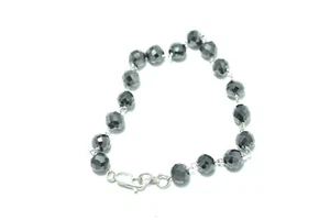 6 mm Black Diamond Rosary Bracelet Beads IGL Certified AAA shine  8 Inch faceted - Picture 1 of 3
