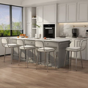 26" Counter Height Bar Stools Set of 4/2 PU Leather Barstools for Kitchen Island - Picture 1 of 35