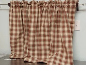 PARK DESIGNS- Saffron Plaid-36 x 36 Cafe Curtains-By the Pair-2 Pairs Available - Picture 1 of 5