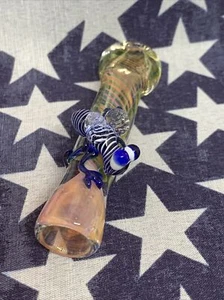 SMOKE CHILLUM HAND BLOWN TOBACCO BEE GLASS PIPE BOWL QUALITY USA HITTER ONE 3.5” - Picture 1 of 12
