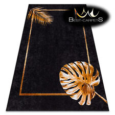 Modern practical washable RUG 'MIRO' LEAVES frame non-slip easy to clean