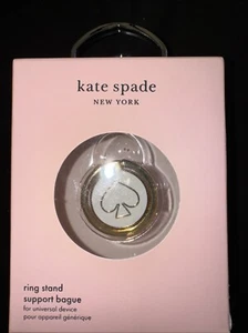 Kate Spade New York Phone Ring Stand Support Baguette Gold & White New In Box - Zdjęcie 1 z 3