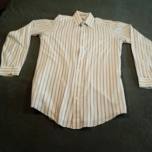 Damon Shirt Mens 15.5 37 Tall White Red Striped Long Sleeve Pocket Preppy Y2K - Picture 1 of 9