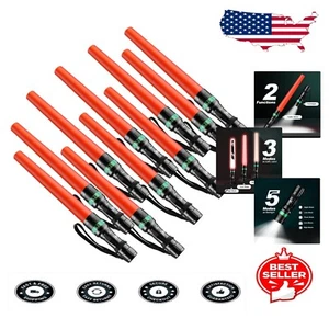 Portable 10-Piece LED Traffic Wand Set - Adjustable Modes for Safety Signals - Picture 1 of 10