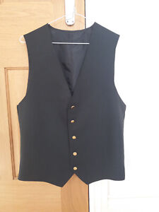 mens waistcoat - black with brass-coloured buttons - size 38