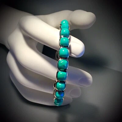 ¡AGOTADO! "BRAZALETE STEPHEN DWECK 925 COJÍN FACETADO TURQUESA GRABADO - 6 3/4"" D" Foto 1 de 4