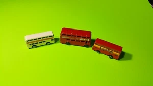 VINTAGE DOUBLE DECKER LONDON BUSES  LOT OF 3 BUSES DIECAST  - Picture 1 of 7