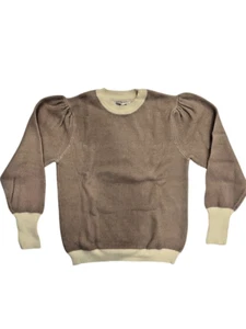 Coco Blanc Oatmeal honeycomb puff sweater Size 14 NWT - Picture 1 of 2