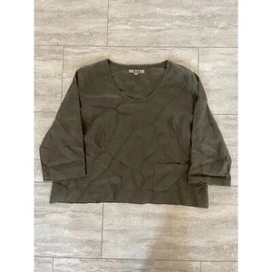 Blusa Top FLAX Para Mujer Manga L 3/4 100% Lino Bolsillo Ligero Marrón - Imagen 1 de 8