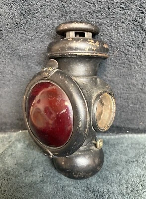 Vintage Ford Model T Side And Tail Kerosene Lamp Light No. 3-414 Red Lens Foto 1 de 4