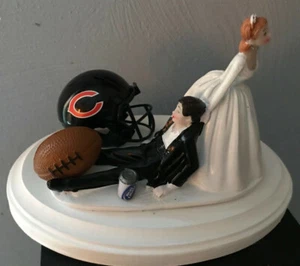 Chicago Bears Cake Topper Bride Groom Wedding day NFL Funny Football Theme - Picture 1 of 1