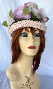 VTG JANYTH ROY ..FLORAL / FLOWER..PINK..CHURCH HAT - Picture 1 of 7
