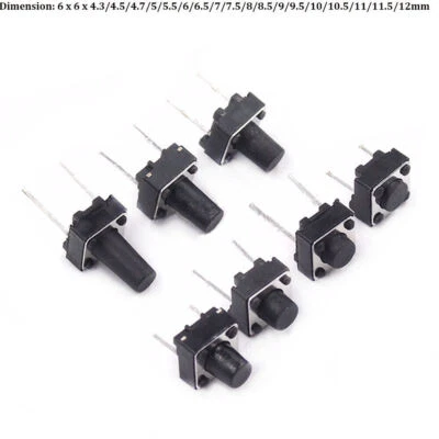 6x6mm Series Small Momentary Tactile Push Button Switch DIP 2 Pin PCB 10-100Pcs - Image 1 of 4