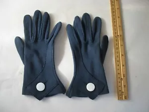 Vintage 1950er kurze Handschuhe marineblau mit weißem Knopf Hansen Gr. 6 1/2 USA - Bild 1 von 4