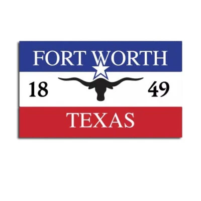 Vintage rot weiß und blau Fort Worth Texas Flagge Aufkleber - Bild 1 von 3