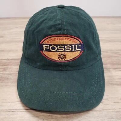 Vintage Fossil Hat Cap Stretch Strap Back Green OS USA Authentic Fossil - Image 1 of 4