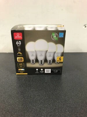 Globe Electric Pack of (4) Dimmable Energy Star 10W LED Bulbs - 800 Lumens, 3000 - Image 1 of 2