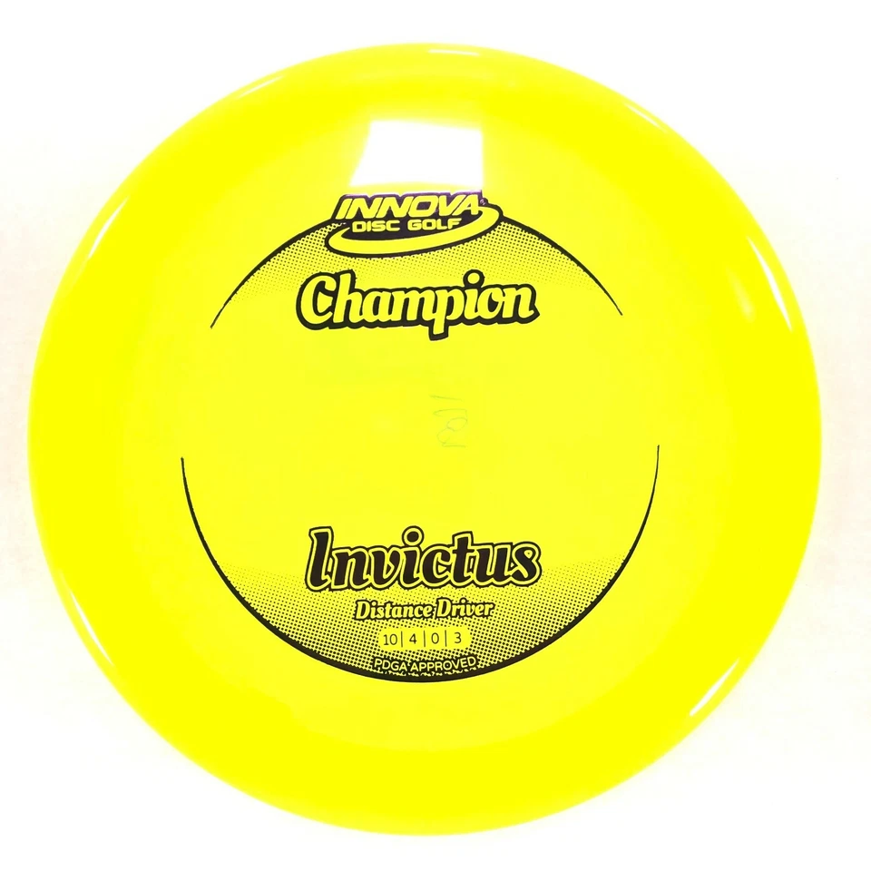 DISC GOLF INNOVA CHAMPION INVICTUS DISTANCE DRIVER 169g YELLOW W/ PURPLE FOIL - Image 1 of 1