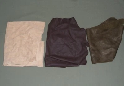 2 libras de restos de cuero/gamuza piezas artesanales bronceado, marrón oscuro y verde oscuro Foto 1 de 4