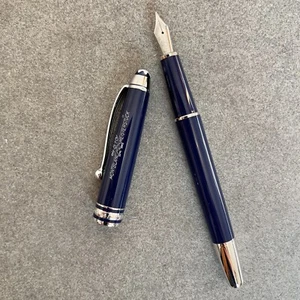 Montblanc Centenary 163 Resin Series Deep Blue-Silver Clip Fountain Pen With Box - Picture 1 of 2