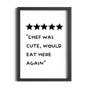 Cartel de cinco estrellas Chef Was lindo estampado divertido arte de pared cocina regalos de comida para él - Imagen 1 de 59