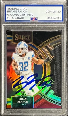 BRIAN BRANCH SIGNED 2023 SELECT DIE-CUT RED/BLACK #135 Rookie AUTO GRADE 10 - Image 1 of 2