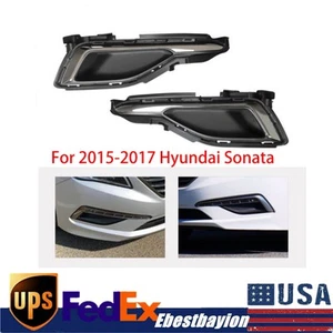 For 2015-2017 Hyundai Sonata Pair Fog Light Lamp Cover Front Bumper Bezel Trim - Picture 1 of 12
