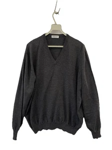 Gran Sasso Mens V-Neck Sweater 58 2XL Charcoal Gray Made in Italy Wool #119 - Picture 1 of 8