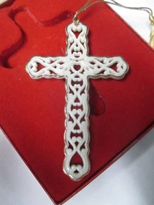 Lenox Piercing Kreuz Ornament Elfenbein Gold Weihnachtsschmuck Taufe 1. in Serie - Bild 1 von 13
