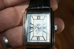 BANDA RECTANGULAR N SIN CUERO PARA HOMBRE CHRIST TONO PLATEADO ¡HOJAS SFC SIN PROBAR! - Imagen 1 de 7