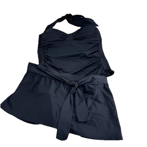 Tommy Bahama Swimsuit Tankini Skirt Set Black Belt Slimming Modest Classic S Pad - Picture 1 of 9