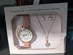 Ladies Fashion Watch Set with Rose Gold colored Necklace and Earrings. PRETTY! d - Bild 1 von 3