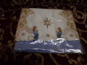 NIP 60 X 90" RECTANGLE TABLE CLOTH WITH EMBROIDERED ANGEL 69" RUNNER - Picture 1 of 4