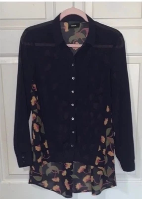 Blusa Maeve by Anthropologie Azul Floral Hi Lo Semi Transparente 2 Foto 1 de 4