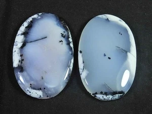 44-46MM Natural Dendrite Opal Oval Shape 2Pcs Cabochon loose Gemstone 115Cts F04 - Picture 1 of 9