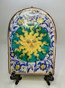 VTG Hand-Painted Fratantoni of Santo Stefano di Camastra SUN & FLORAL Tile - Picture 1 of 13