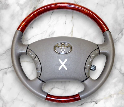 Toyota Land Cruiser Prado Steering Wheel Wood & Gray Leather  Cruise Control OEM - Изображение 1 из 4