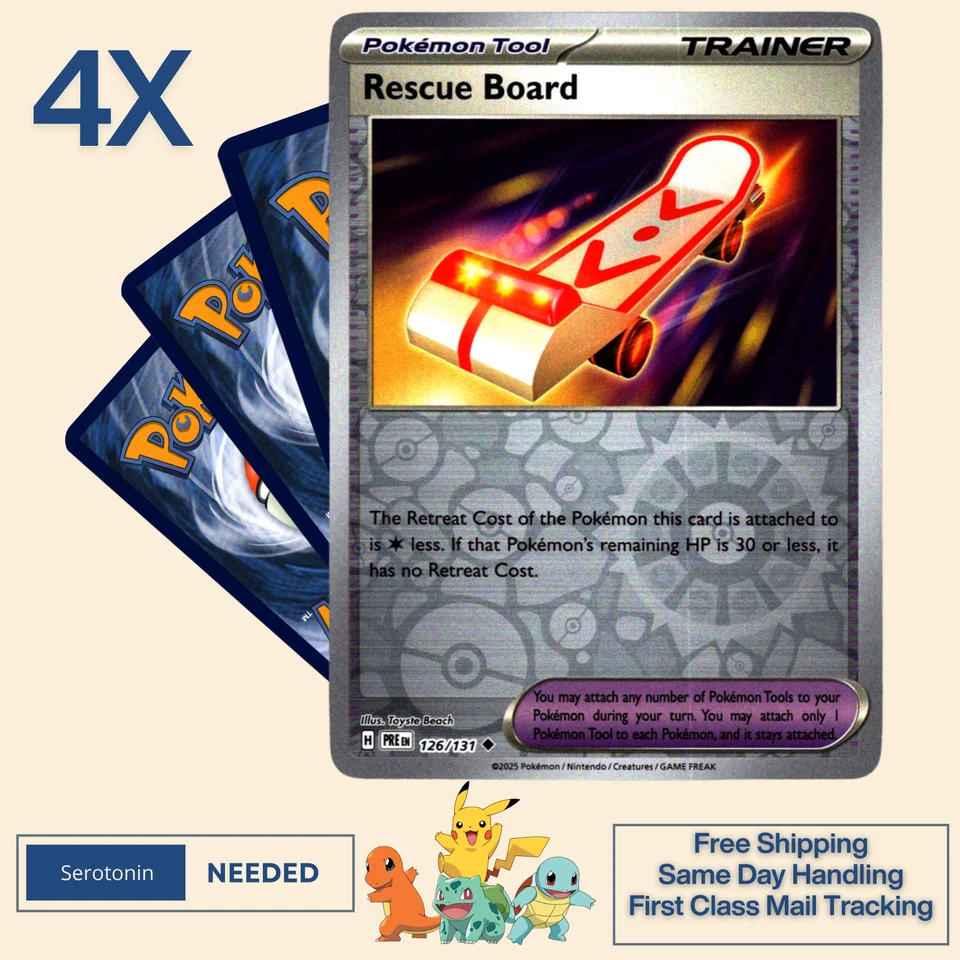 [4x Playset] Rescue Board 126/131 [x4] - [REVERSE HOLO] Prismatic - Pokemon TCG - Image 1 of 1