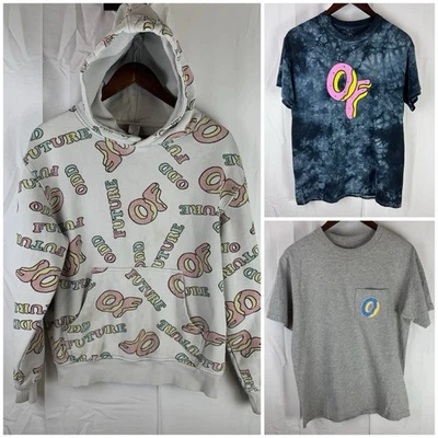 Lot ODD FUTURE OFWGKTA Donut AOP Rap Hoodie Sweatshirt Medium w/ 2 T-Shirts - Image 1 of 4