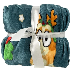 BLUEY Soft Christmas Travel Blanket Throw 40”X 50” Bluey and Bingo with Antlers - Picture 1 of 3