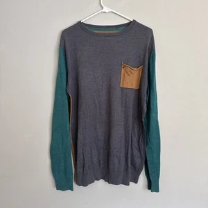 Billabong Crewneck Pullover Two Tone Sweater Front Pockets Mens Size Large - Picture 1 of 12