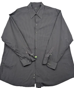Alfani Dress Shirt Mens 18 35 36 Black Striped Cotton Business Formal Oxford - Picture 1 of 15