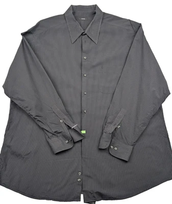 Alfani Dress Shirt Mens 18 35 36 Black Striped Cotton Business Formal Oxford - Image 1 of 4