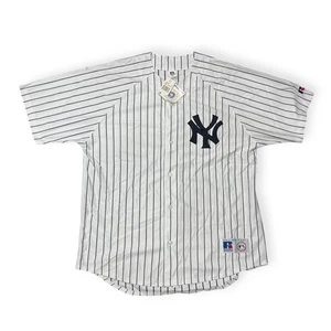 Neu mit Etikett Vintage Russell Athletic New York Yankees Trikot Made in USA 2XL Nadelstreifen - Bild 1 von 7