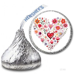 108 Gorgeous Floral Heart Kiss Favors Hershey Kiss Labels Heart Candy Wrappers - Picture 1 of 1